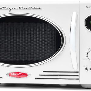 Nostalgia NRMO9WH Microwave Oven, 0.9 Cu. Ft. 800-Watts with LED Digital Display, Child Lock, Easy Clean Interior, White