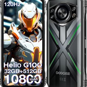DOOGEE S Cyber Pro Rugged Phone, 10800mAh Android 14 Rugged Smartphone, 32GB+512GB, Helio G100 Octa Core Gaming Phones, 6.6" FHD+ 120Hz IPS Waterdrop Screen, 4G Dual SIM Mobile Phone, Green