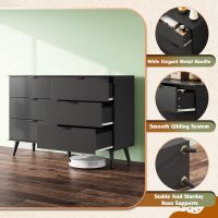 WLIVE Black Dresser for Bedroom, 47.24'' Wide 6 Drawer Wood Dresser Storage Organizer with Sturdy Metal Handle, TV Stand for 55 inch TV, Chest of Drawers for Living Room, Hallway, Closet - Image 7