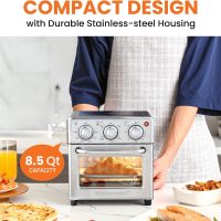 Elite Gourmet EAF0852SS 8.5Qt. Capacity Air Fryer Oven, Air Fry, Broil, Toast, Bake & Broil with Convection, Time and Temperature Controls, 800-Watts, Includes 25 Delicious Recipes, Stainless Steel - Image 4
