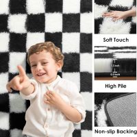 KICMOR Area Rugs for Bedroom Living Room, 4x6 Black and White Fluffy Soft Checkered Rug Fuzzy Shag Shaggy Carpet, Indoor Plush Floor Rugs for Kids Boys Girls Teen Dorm Nursery Home Decor Aesthetic - Image 2