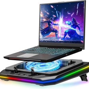 MOUNTUP RGB Laptop Cooling Pad for 13-19 Inch, Max 3500RPM Gaming Laptop Cooler, Cooling Pad Stand with Touch Switch to Control Speed, Laptop Fan Cooling Pad with Powerful 4.72 Inch Turbo Fan
