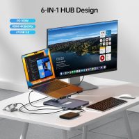 BENFEI Laptop Stand with USB C 6in1 Docking Station, HDMI 4K@60Hz, 4*USB3.0, 100W PD Compatible with MacBook Pro/Air, iPad Pro, XPS, Thinkpad - Image 2