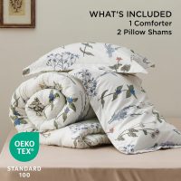 Bedsure Comforter Set Queen Size - Cute Floral Bedding Comforter Set, 3 Pieces, 1 Soft Reversible Coconut White Botanical Flowers Comforter and 2 Pillow Shams - Image 6