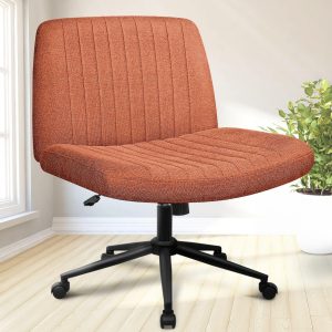 NEO CHAIR Criss Cross Chair with Wheels & Pads Home Office Cross Legged Chairs Ergonomic Computer Desk Task Wide Seat for Bedroom Vanity Comfy Swivel (Brown)