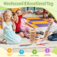 Montessori Game Wooden Board Game, 36 Colorful Wooden Sticks Dice Game, Math Educational Toy for 3 4 5 6 Year Olds, Fine Motor Skills Toy Classic Tower Game for Family Night Gift for Boys Girls - Image 2