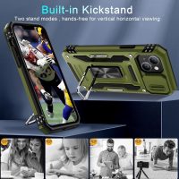 DEERLAMN Case for iPhone 13/iPhone 14 6.1-Inch with Slide Camera Cover+Screen Protector(2 Packs),Rotated Ring Kickstand Military Grade Shockproof Protective Cover-Olive Green - Image 5
