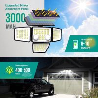 Solar Outdoor Lights - 3000LM 188 LED Motion Sensor Outdoor Lights, 4 Heads Security Light,IP65 Waterproof, Easy Install,270°Wide Angle Flood Wall Light with 3 Modes for Backyard Yard (2 Pack) - Image 2