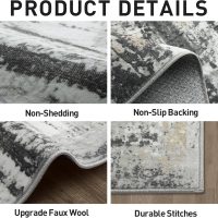 5x7 Area Rugs Washable Rug: Modern Abstract Living Room Rug Soft Anti-Skid Thin Carpet Indoor Floor Non-Shedding Carpets for Bedroom Dining Room Farmhouse Nursery Home Office Black Grey Gold - Image 5