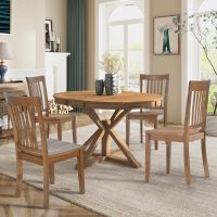COLAMY Wooden Dining Chairs Set of 4, Spindle High Back Windsor Kitchen Side Chair, Farmhouse Dining Chairs for Kitchen and Dining Room, Light Brown - Image 6