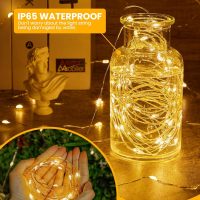 Minetom Fairy Lights with Remote, 66 Feet 200 Led Firefly String Lights Plug in for Bedroom Home Wall Ceiling Christmas Tree Wreath Craft Wedding Party Indoor Outdoor Decoration, Warm White - Image 3