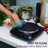 OVENTE Electric Countertop Single Burner, 1000W Cooktop with 7.25 Inch Cast Iron Hot Plate, 5 Level Temperature Control, Compact Cooking Stove and Easy to Clean Stainless Steel Base, Black BGS101B - Image 3