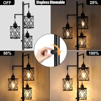 Dimmable Farmhouse Floor Lamp, Industrial Floor Lamp for Living Room with 3 X 6W LED Bulbs, 3 Light Rustic Standing Tall Lamp for Bedroom, Office, 68" - Image 2