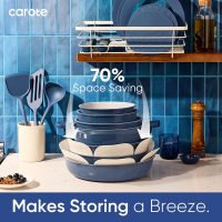 CAROTE 27pcs Ceramic Cookware Set Nonstick, Pots and Pans Set Non stick, Non Toxic Cookware, Dishwasher/Oven Safe, RV/Camping Cookware Set, Pan and Pot with Kitchen Utensils, Navy Blue - Image 4