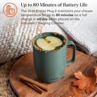 Ember Temperature Control 14oz Smart Mug 2, App-Controlled and Rechargeable Heated Coffee Cup Warmer with Intelligent LED Display, Sage Green. - Image 3