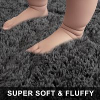 4x6 Feet Area Rugs for Living Room Bedroom, Grey Soft Fluffy Shaggy Bedside Carpet, Machine Washable Indoor Floor Rug for Kids Home Decor Aesthetic - Image 4