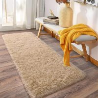 Soft Runner Rugs for Bedroom Hallways, 2x6 Beige Fluffy Shag Throw Area Rug Non Slip for Bedside Dorm, Long Shaggy Furry Carpet for Nursery Living Room - Image 3