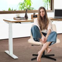 Criss Cross Office Chair - Wide Seat, Armless, Height Adjustable, Fabric, Beige - Image 7