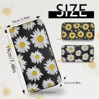 PU Leather Purse for Women, Long Womens Purse with Flower Pattern Multi Compartments Stylish Womens Wallet with Zipper (White) - Image 2