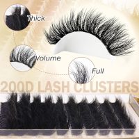 Focipeysa Lash Extension Kit Thick Eyelash Extension Kit 10-18mm Fluff Volume Lash Clusters 200D Individual Eyelashes Kit with Lash Bond, Lash Remover, Lash Applicator, DIY Lashes Extension - Image 6