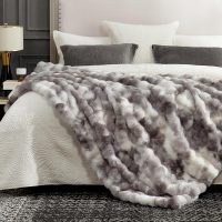 Cozy Bliss Faux Fur Throw Blanket for Couch, Fuzzy Soft Plush Thick Bubble Blanket for Sofa Bedroom Living Room, 50 * 60 Inches Tie-dye Taupe - Image 6