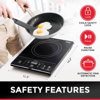 Mueller RapidTherm Portable Induction Cooktop, 1800W Hot Plate Electric Stove Top Burner. 8 Temp Levels, Auto-Off & Pot Detection, LED Display, Child Lock, 4 Programs, Burners for Cooking - Image 4
