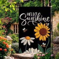Hello Sunshine Spring Summer Garden Flag Double Sided Sunflower Daisy Bees House Flag Outdoor Seasonal Decorations for Yard Patio Porch 12 X 18 Inches - Image 6