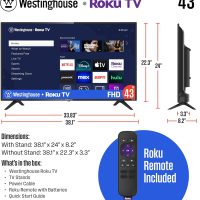 Westinghouse Roku TV - 43 Inch Smart TV, 1080P FHD Television with Wi-Fi Connectivity and Mobile App, Flat Screen, Bluetooth, Compatible with Apple AirPlay, Alexa and Google Assistant - Image 5