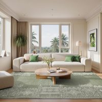 NICETOWN Washable 5x8 Green Area Rugs for Living Room, Ultra-Thin 5x8 Washable Christmas Rugs for Bedroom, Non-Slip Soft Large Bedroom Carpet Non Shedding for Dining Room Office, Sage Green - Image 2