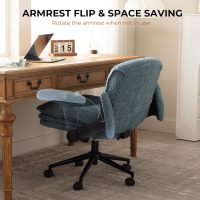 Dowinx Criss Cross Chair with Adjustable Flip-up Arms and Wheels, Comfort Ergonomic Office Desk Armchair with 3 Layer Cushions, Wide Seat Vanity Chair for Home Office, Living Room, Bedroom, Blue - Image 7
