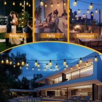 Outdoor-String-Lights-Patio-LED-Light-Outside 50Ft 15M Waterproof Remote Dimmable S14 LED Porch Lighting with 15 Edison Plastic Bulb Hanging Lights Connectable for Backyard Yard Gazebo Party Garden - Image 7