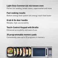 Panasonic NE-1054F Compact Light-Duty Countertop Commercial Microwave Oven with 10 Programmable Memory and Touch Screen Control, 1000W of Cooking Power, 0.8 Cu. Ft, Stainless Steel - Image 2