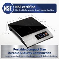ChangBERT 1800W Commercial Grade Induction Cooktop, NSF Certified Portable Large 8" Heating Coil, 12" Heat Resistant Cooking Surface Premium Stainless Steel Pro Chef Professional Burner Hot Plate - Image 5