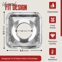 Gas Stove Burner Liners (50 Pack) - Disposable Aluminium Foil Covers, 8.5” Heat-Resistant Protector, Fits Gas or Electric Ranges, Thick Foil for Mess-Free Cooking, Perfect Stove Cover for Kitchen - Image 4