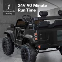 Best Choice Products Kids 24V 2-Seater Electric Ride On Car Truck w/ 132lb Weight Capacity, Parent Control, Bluetooth, LED Lights - Black - Image 5