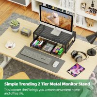 Simple Trending Metal Monitor Stand Riser and Computer Desk Organizer with Drawer for Laptop, Computer, iMac, Black - Image 2