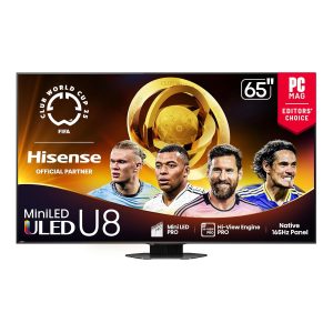 Hisense 65" Class U8 Mini-LED ULED 4K UHD Google Smart TV (65U8QG, 2025 Model) - QLED, Native 165Hz, VRR 288, Up to LD5600, 5000 Nits, HDR10+, Dolby Vision IQ · Atmos, IMAX Enhanced, 4.1.2 Ch Audio