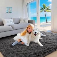 4x6 Feet Area Rugs for Living Room Bedroom, Grey Soft Fluffy Shaggy Bedside Carpet, Machine Washable Indoor Floor Rug for Kids Home Decor Aesthetic - Image 5