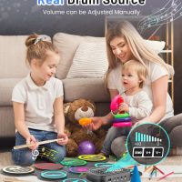 Electronic Drum Set, 9-Drum Practice Pad with Headphone Jack, Roll-up Drum Kit Machine with Built-in Speaker Drum Pedals and Sticks 10 Hours Playtime, Great Christmas for Kids - Image 5