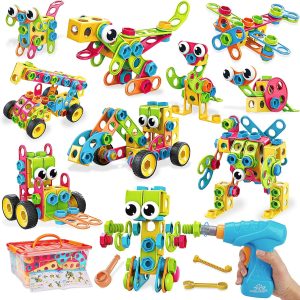 199PCS Building Blocks STEM Toys for 3 4 5 6 7 8+ Year Old Boy Girl Birthday Gifts Preschool Educational Building Toys for Kids Ages 3-5 4-8 5-7 6-8 Erector Sets Stem Kits Activities Creative Games