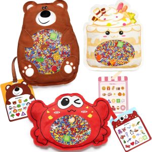 Joyreal Hide and Seek Busy Bag- 3 Pack Seek and Find Hidden Object Game, Sensory Hidden Object Search Problem Solving Travel Game for Kids 3+, Including Alphabet, Food, Fish, Animal