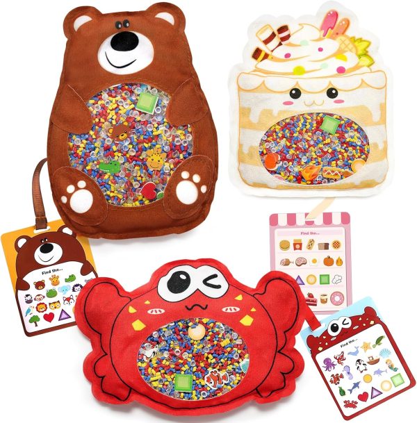 Joyreal Hide and Seek Busy Bag- 3 Pack Seek and Find Hidden Object Game, Sensory Hidden Object Search Problem Solving Travel Game for Kids 3+, Including Alphabet, Food, Fish, Animal