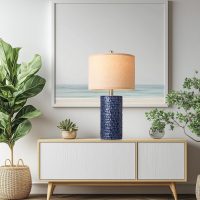 PARTPHONER 23" Modern Ceramic Table Lamp Set of 2, Table Lamps for Living Room, Rustic Farmhouse Bedside Lamps Nightstand lamp for Bedroom, Desk Lamp for End Table Home Decor Navy Blue - Image 5