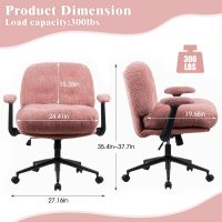 Criss Cross Chair with Flip-Up Armrests Wider & Thickened, Cross Legged Office Chair on Wheels Comfortable Adjustable Swivel, Ergonomic Desk Chair for Home Office, Vanity, Accent, Pink - Image 2