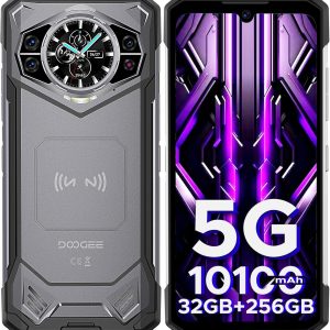 DOOGEE S200 Rugged Smartphone 5G Unlocked, 256GB+32GB RAM Rugged Phone with 1.32" Rear Screen, 10100mAh Battery,6.58" FHD+ 120Hz Display,100MP + 20MP Night Vision Camera,Dual SIM Waterproof Cell Phone