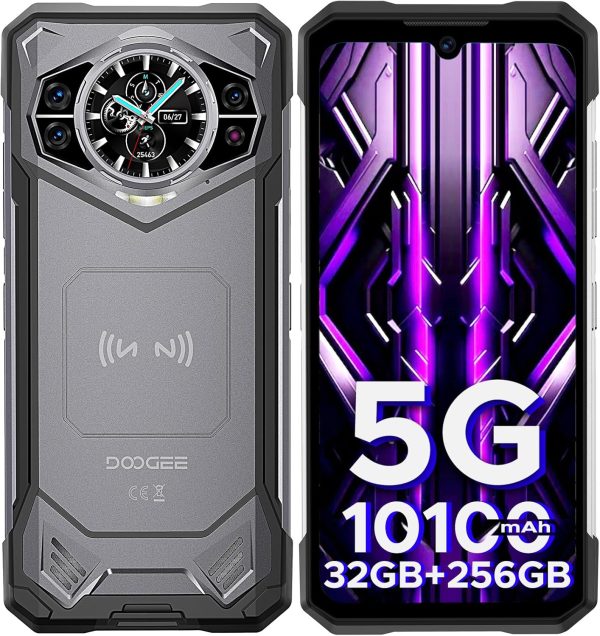 DOOGEE S200 Rugged Smartphone 5G Unlocked, 256GB+32GB RAM Rugged Phone with 1.32" Rear Screen, 10100mAh Battery,6.58" FHD+ 120Hz Display,100MP + 20MP Night Vision Camera,Dual SIM Waterproof Cell Phone