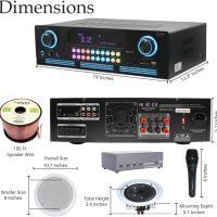 Home Theater System Kit - 2000 Watts Bluetooth Amplifier w/ 6 Qty of 8" Framed Ceiling Speakers 300 W Each, 4-Ch Speaker Selector, Mic, 300 ft Speaker Wire & Remote by Vaiyer - Image 2