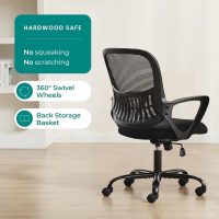 SMUG Office Computer Desk Chair, Ergonomic Mid-Back Mesh Rolling Work Swivel Task Chairs with Wheels, Comfortable Lumbar Support, Comfy Arms for Home, Bedroom, Study, Dorm, Student, Adults - Image 6