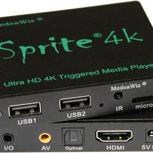 MedeaWiz® DV-S4 Sprite® Looping 4K Media Player – Seamless Audio Video Auto Repeater 2160p 60Hz HDMI, NTSC and PAL Outputs – Trigger Input and Serial Control