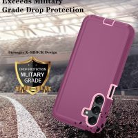 Qinmay Phone Case for Samsung Galaxy A16 5G Case with HD Screen Protector, Heavy Duty Shockproof & Dropproof 3-Layer Cover Phone Case for Galaxy A16,WineRedPink - Image 5